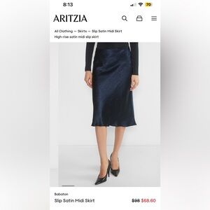 Aritzia Wilfred Navy Midi Slip Skirt